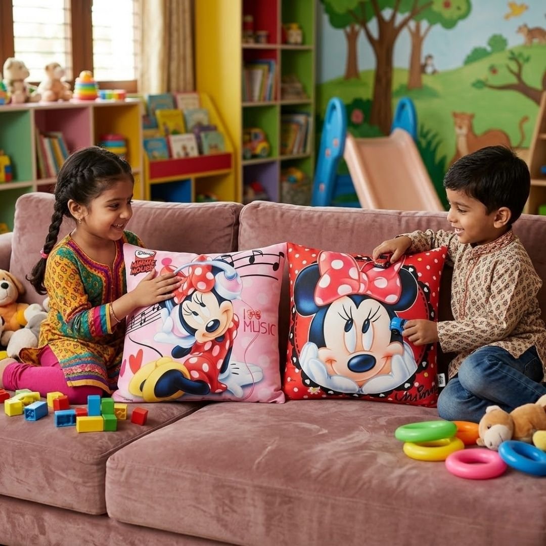 Premium Disney Minnie Mouse Printed Set of 2 Cushion Covers by Athom Living - Athom Living