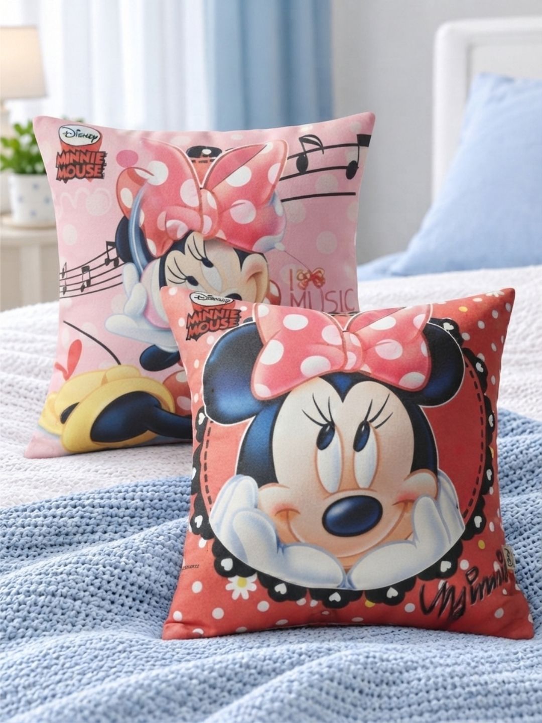 Premium Disney Minnie Mouse Printed Set of 2 Cushion Covers by Athom Living - Athom Living