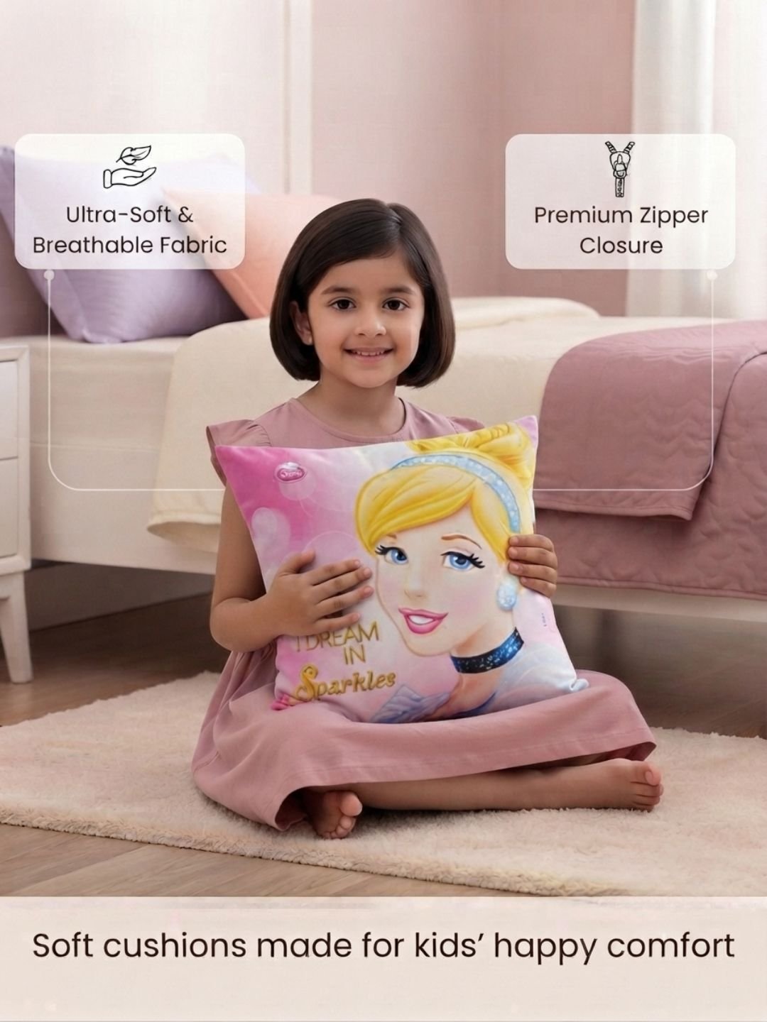 Premium Disney Princess Printed Cushion Cover by Athom Living - Athom Living