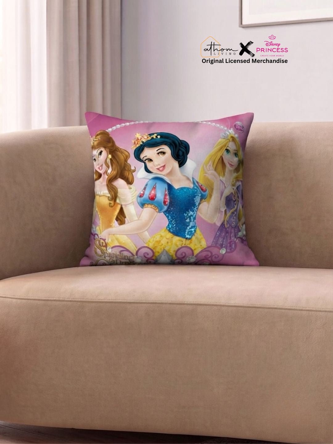 Premium Disney Princess Printed Cushion Cover by Athom Living - Athom Living
