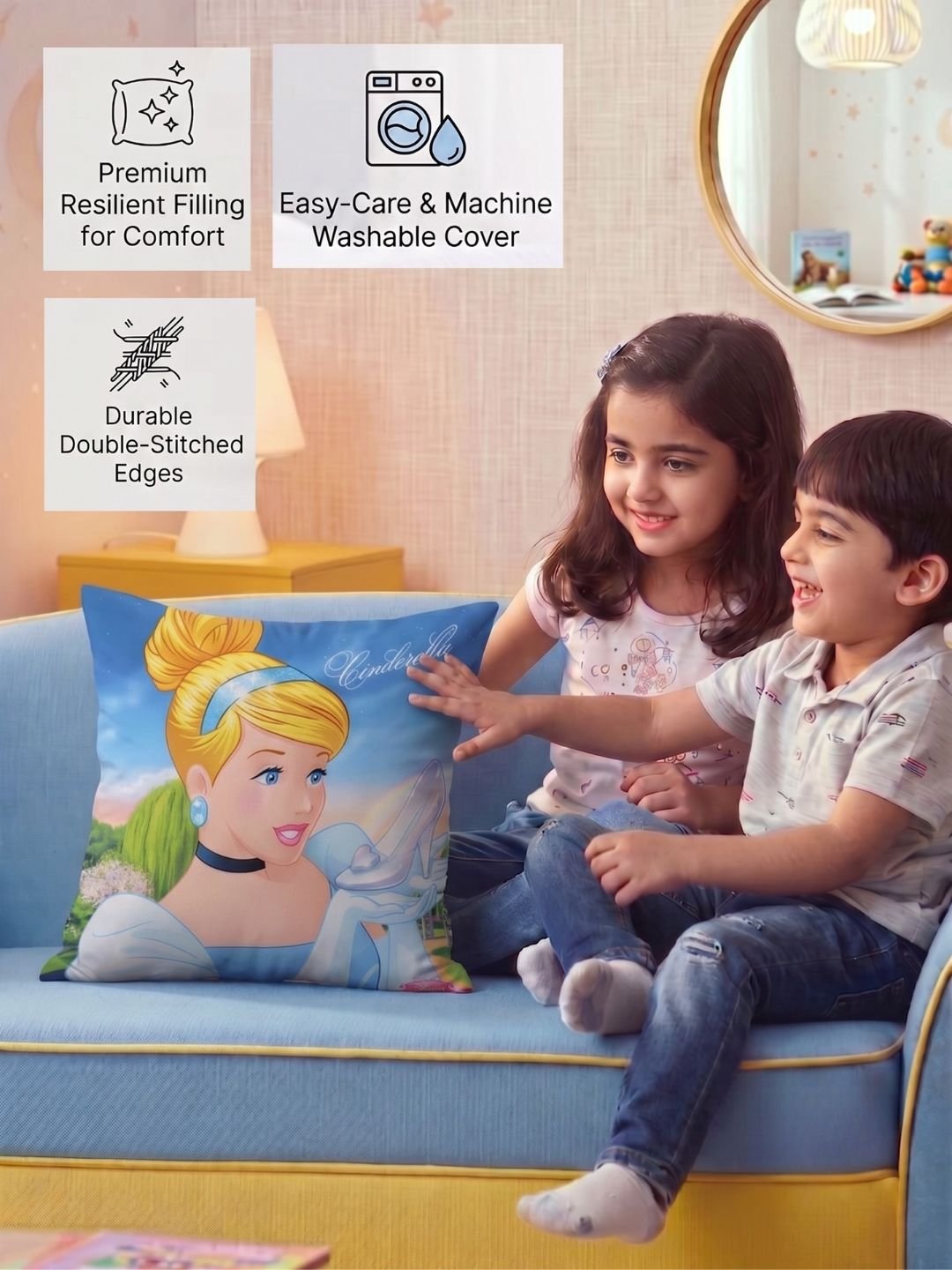 Premium Disney Princess Printed Cushion Cover by Athom Living - Athom Living