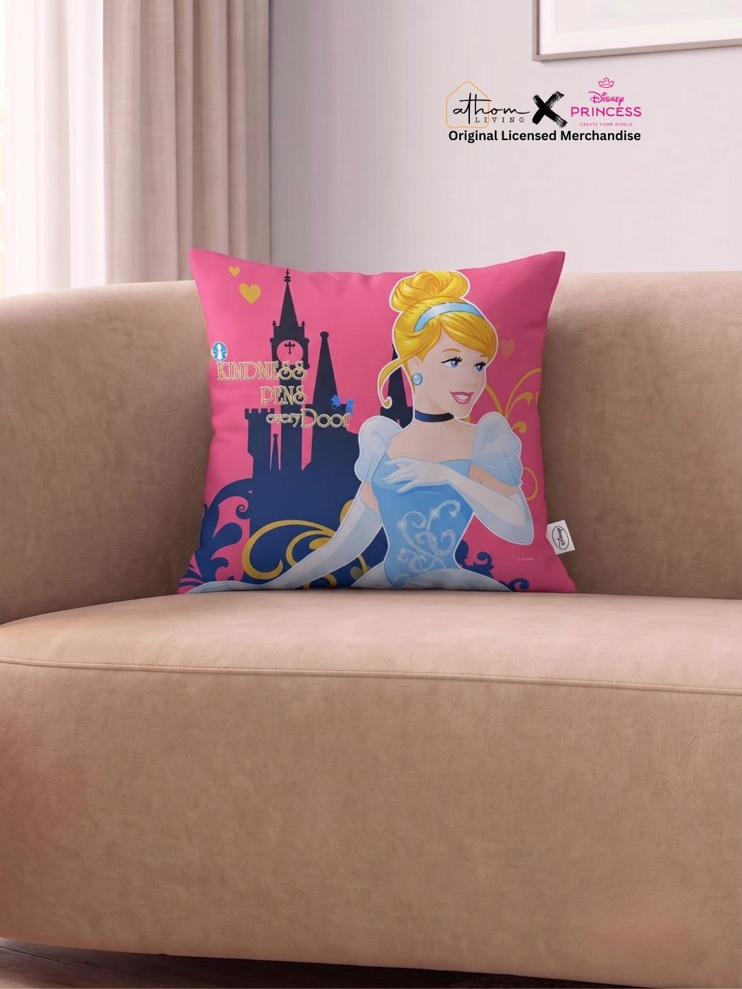 Premium Disney Princess Printed Cushion Cover by Athom Living - Athom Living
