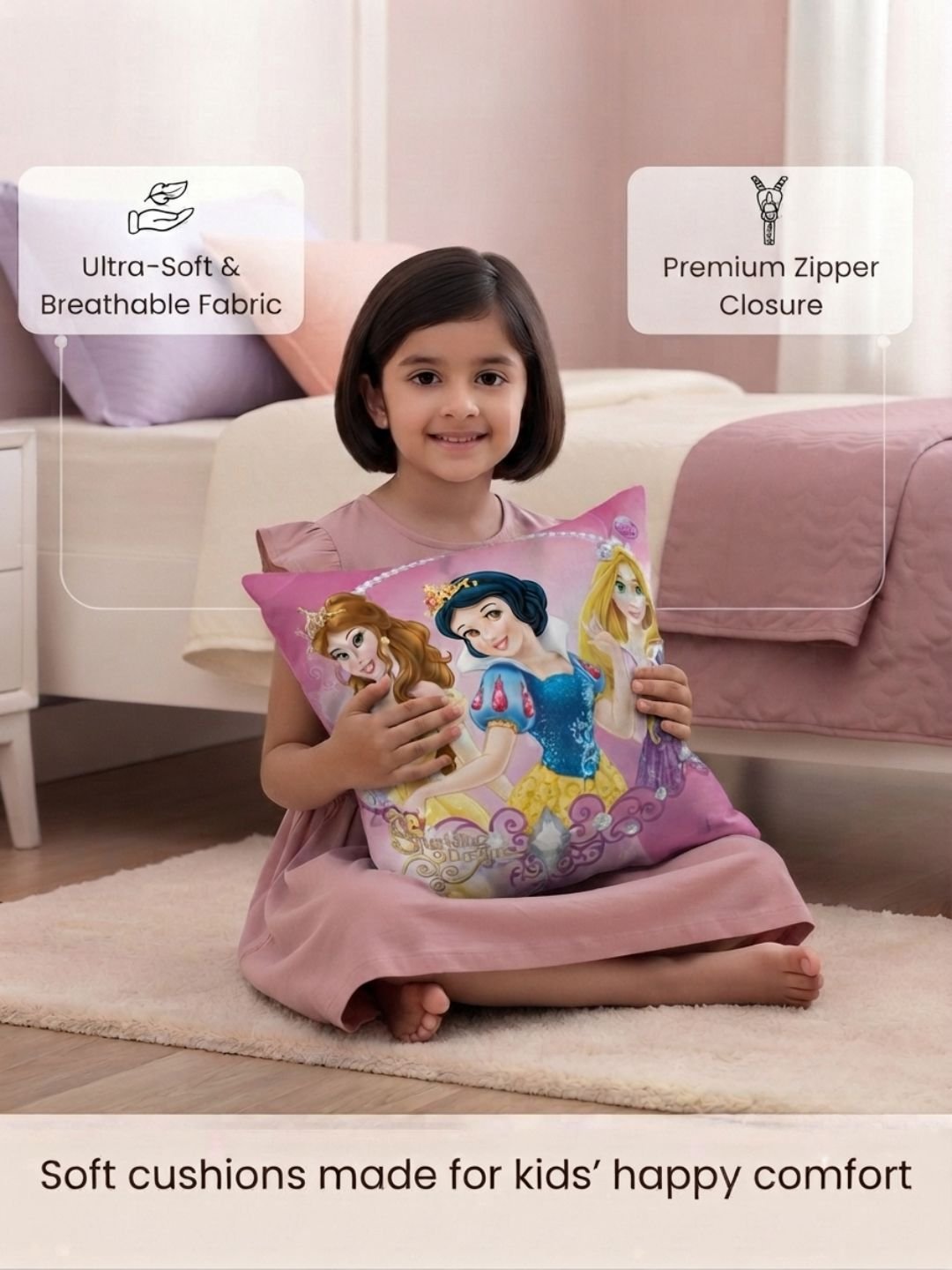 Premium Disney Princess Printed Cushion Cover by Athom Living - Athom Living