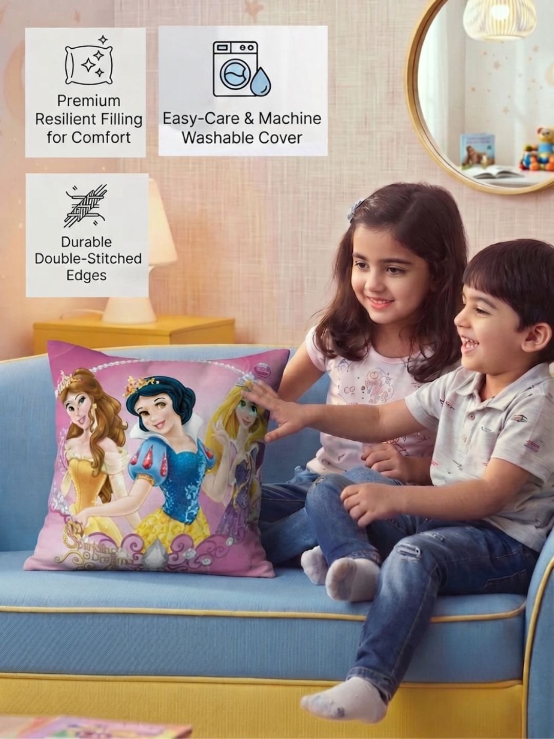 Premium Disney Princess Printed Cushion Cover by Athom Living - Athom Living