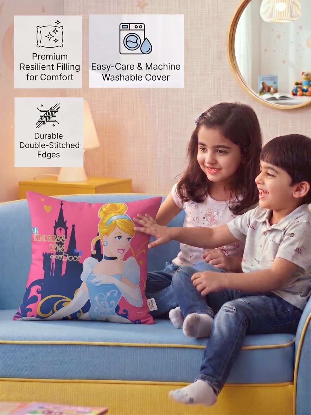 Premium Disney Princess Printed Cushion Cover by Athom Living - Athom Living