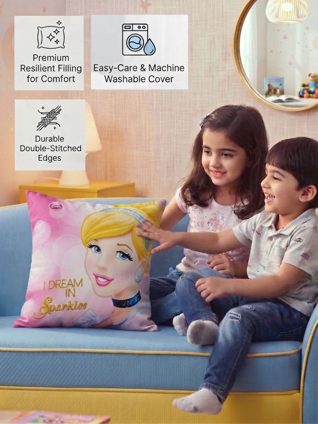 Premium Disney Princess Printed Cushion Cover by Athom Living - Athom Living