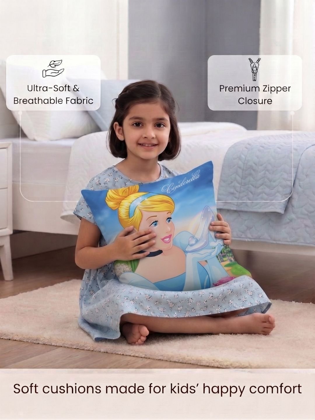 Premium Disney Princess Printed Filled Cushion by Athom Living - Athom Living