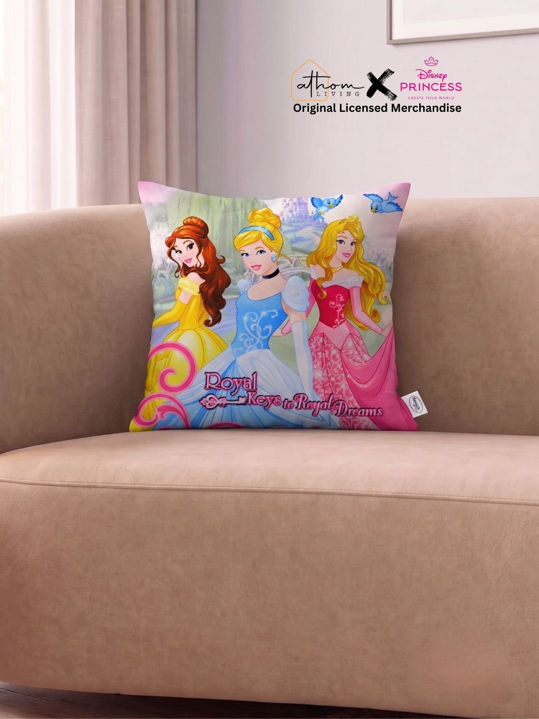 Premium Disney Princess Printed Filled Cushion by Athom Living - Athom Living