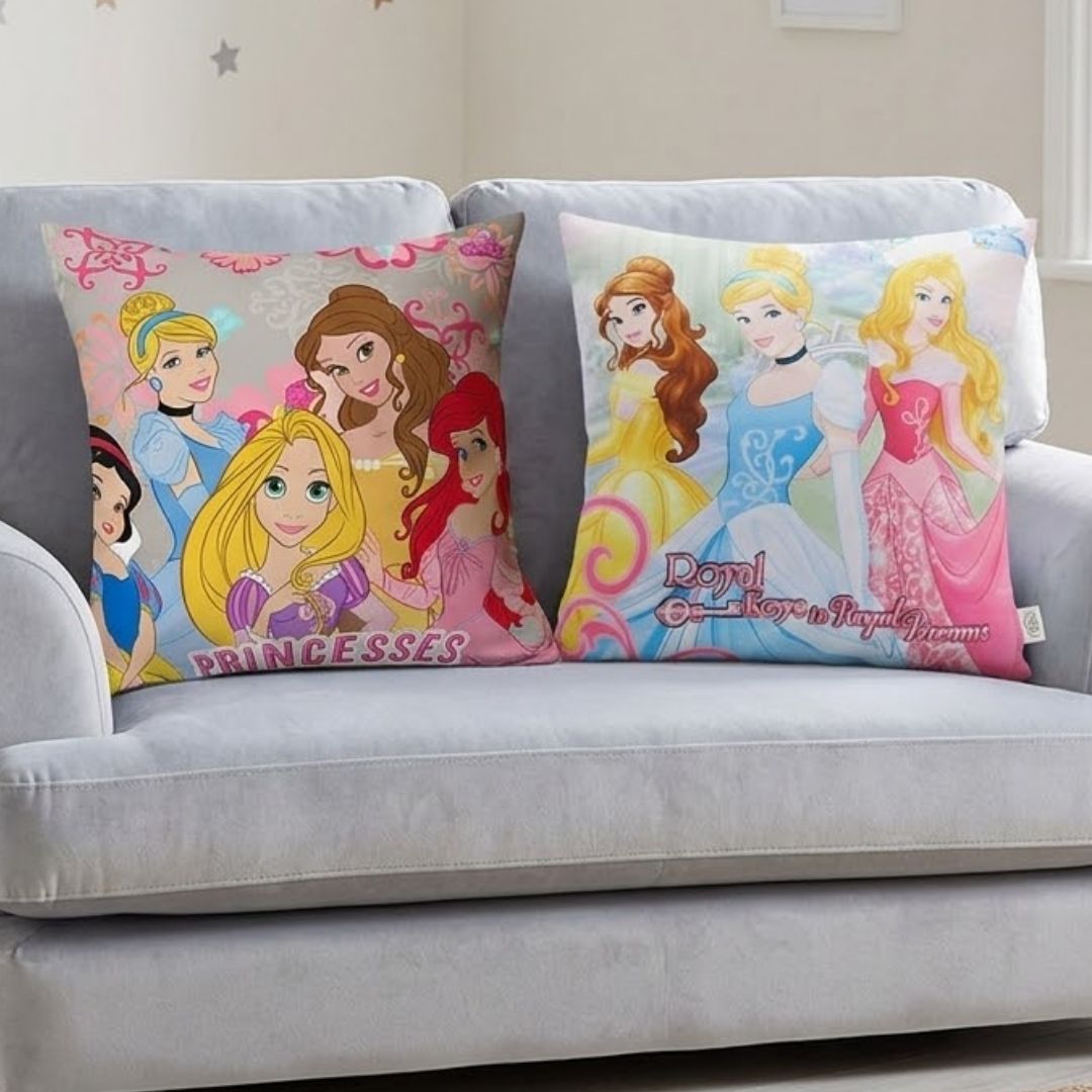 Premium Disney Princess Printed Set of 2 Cushion Covers by Athom Living - Athom Living