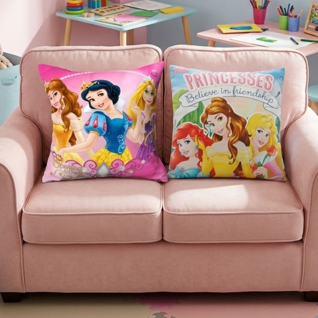 Premium Disney Princess Printed Set of 2 Cushion Covers by Athom Living - Athom Living