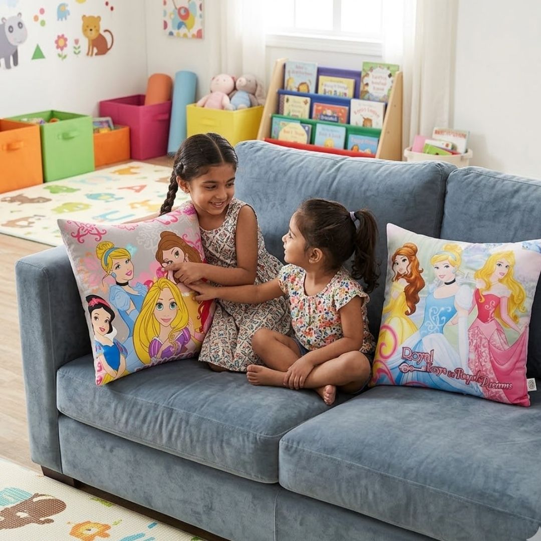 Premium Disney Princess Printed Set of 2 Cushion Covers by Athom Living - Athom Living