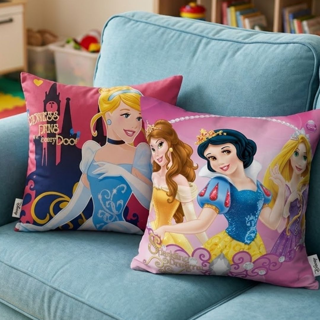 Premium Disney Princess Printed Set of 2 Cushion Covers by Athom Living - Athom Living