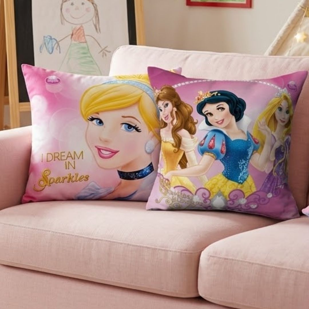 Premium Disney Princess Printed Set of 2 Cushion Covers by Athom Living - Athom Living