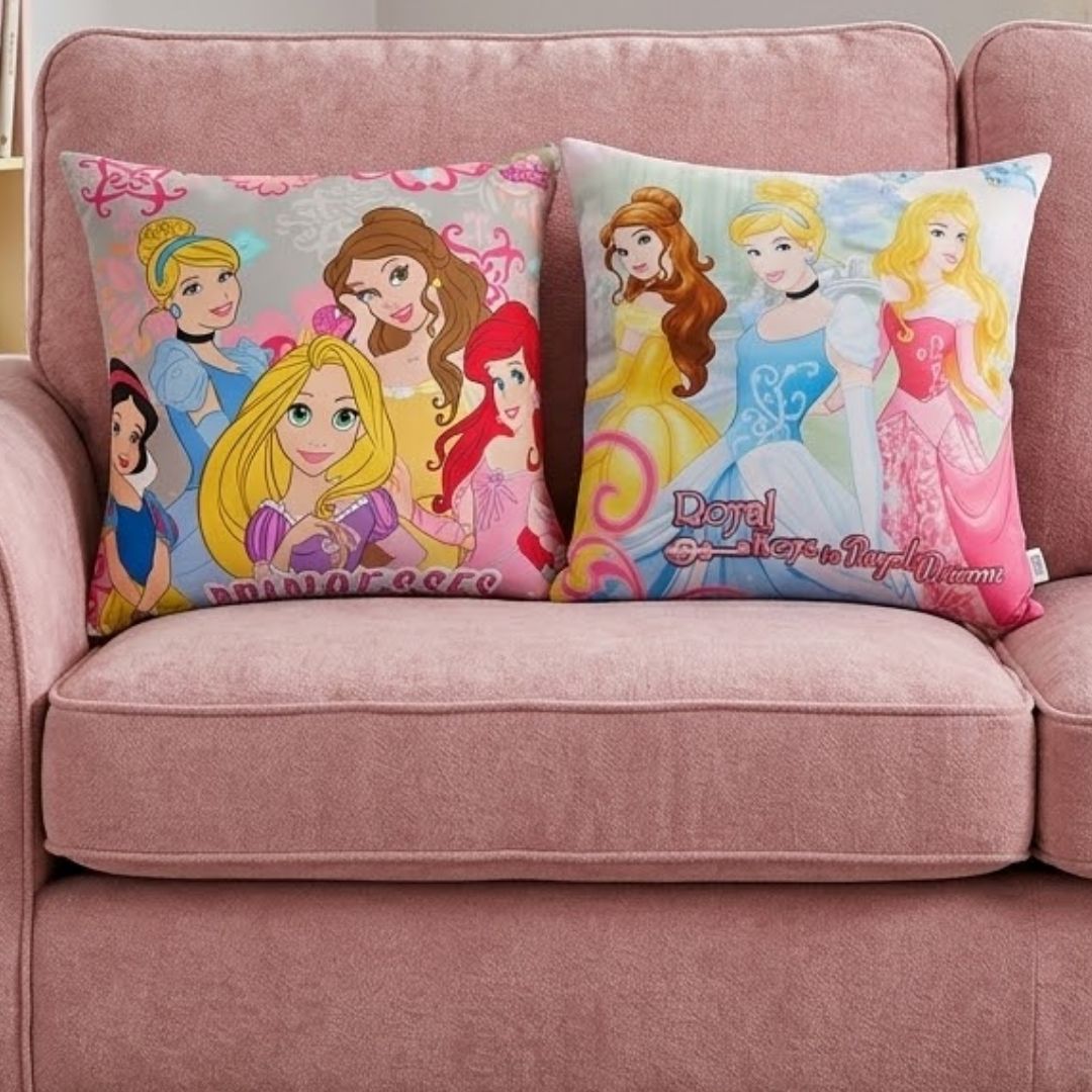 Premium Disney Princess Printed Set of 2 Filled Cushion by Athom Living - Athom Living