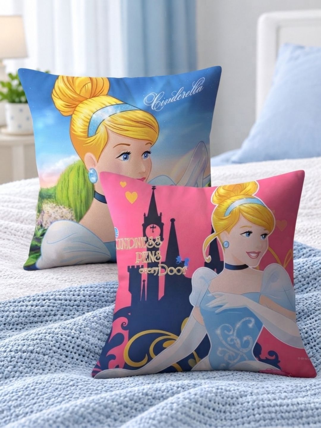 Premium Disney Princess Printed Set of 2 Filled Cushion by Athom Living - Athom Living