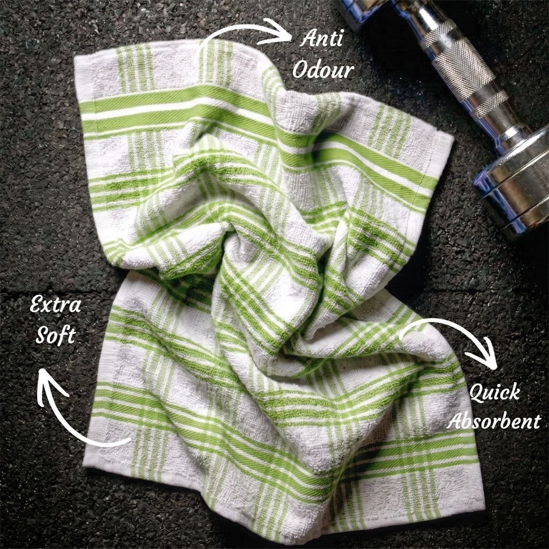 Premium Green Strips Cotton Hand Towels- Cotton Pack of 4 by Athom Living - Athom Living