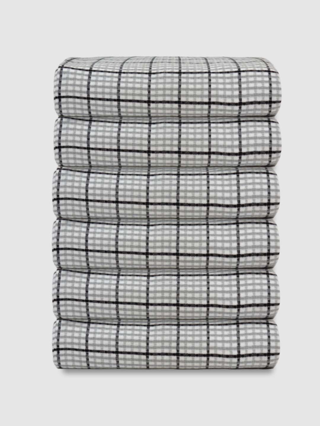Premium Grey Checkered Cotton Bath Towel (Pack of 6) by Athom Living - Athom Living