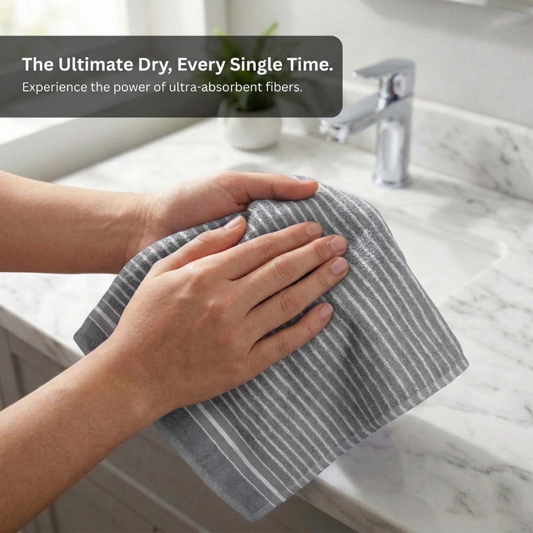 Premium Grey Cotton Hand Towels - Cotton Pack of 4 by Athom Living - Athom Living