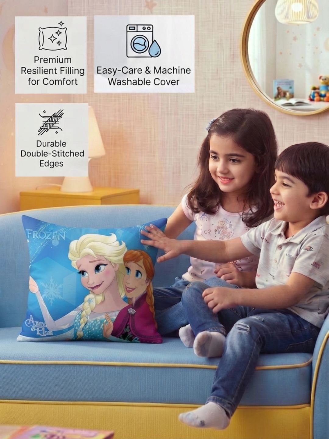 Premium Kids Disney Frozen Printed Filled Cushion by Athom Living - Athom Living