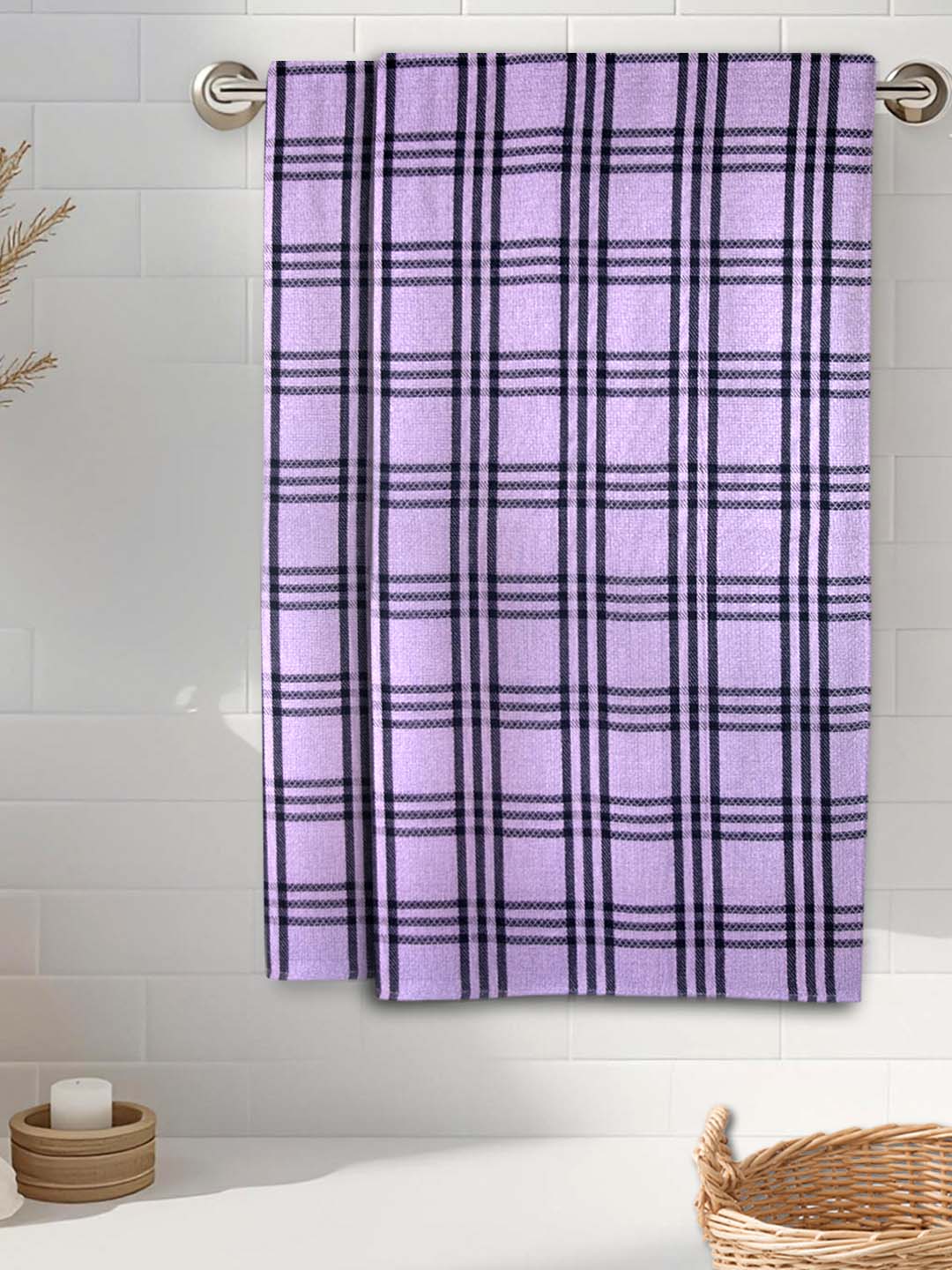 Premium Lavender Waffle Cotton Bath Towel (Pack of 2) by Athom Living - Athom Living