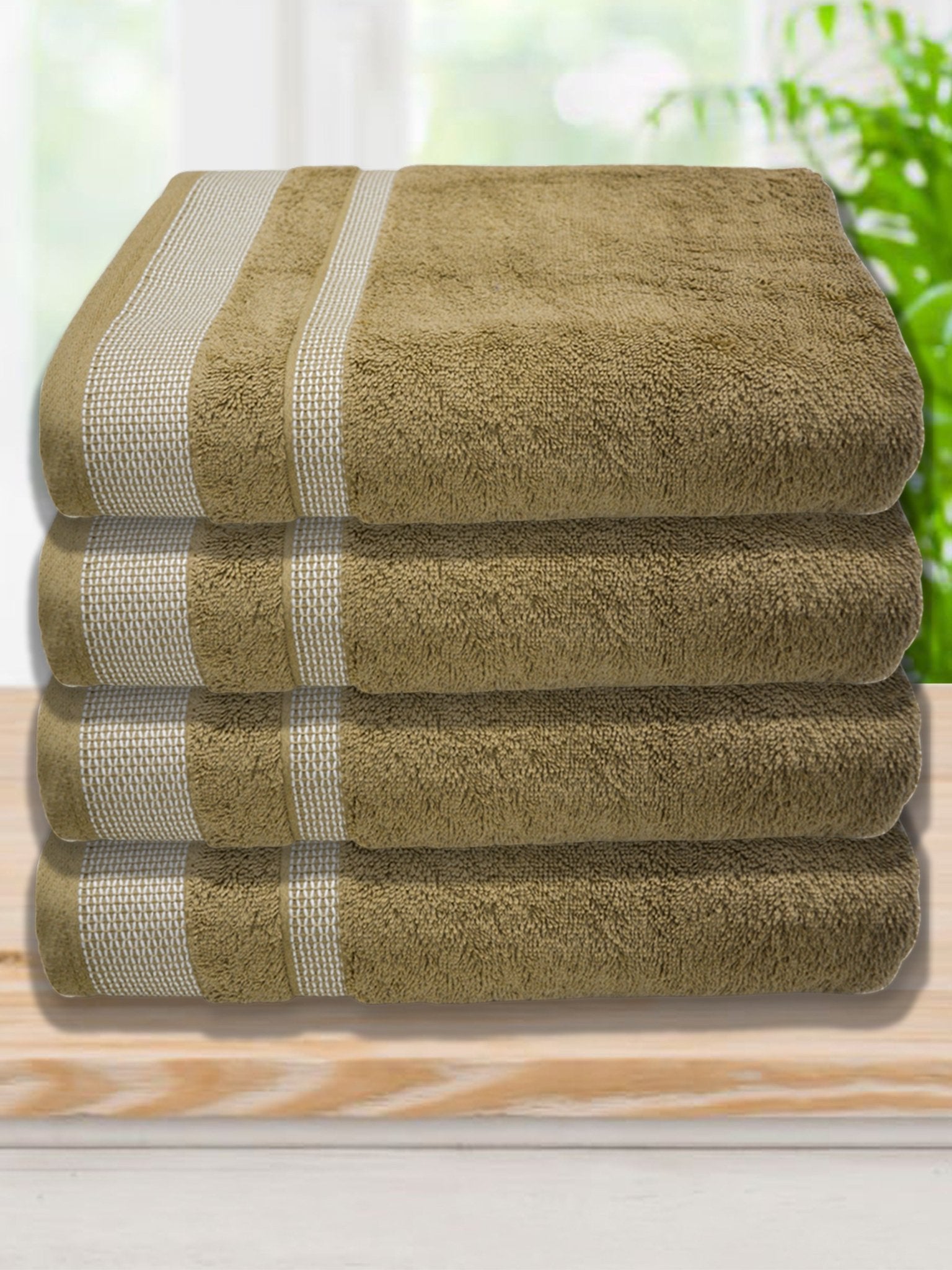 Premium Light Brown Cotton Bath Towel Pack of 4 by Athom Living - Athom Living
