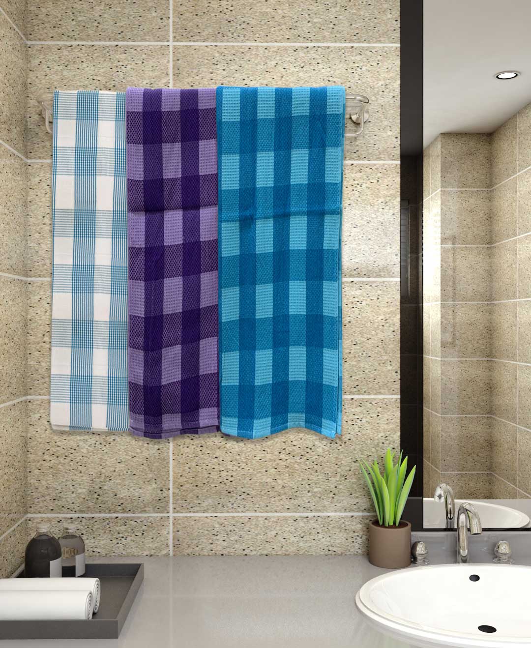 Premium Light weight Cotton Bath Towel (Pack of 3) by Athom Living - Athom Living