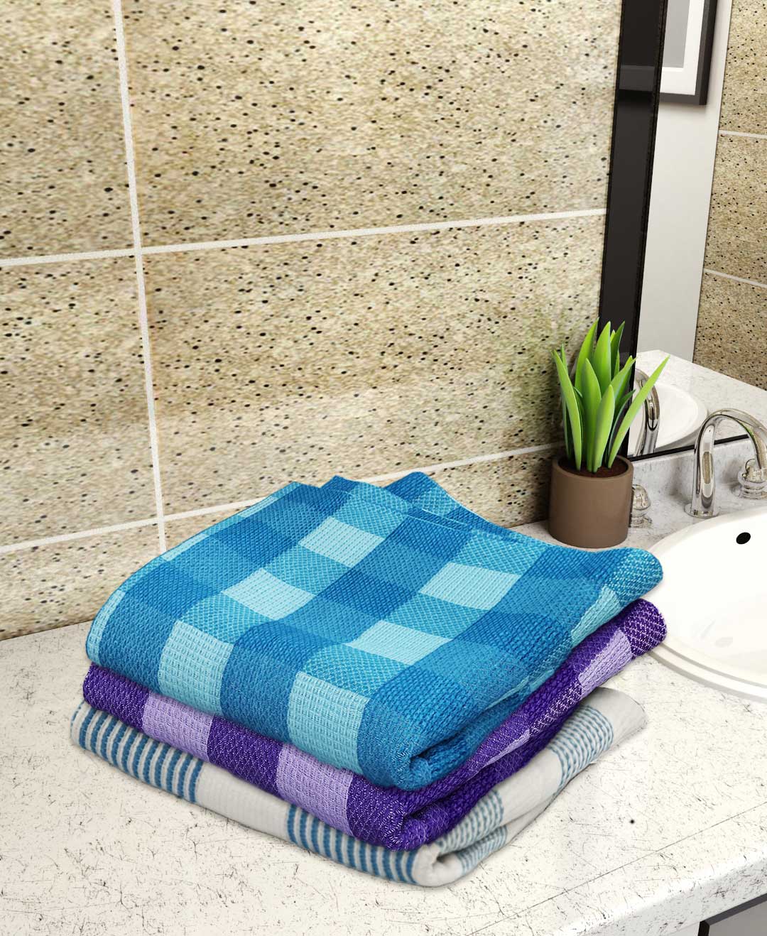 Premium Light weight Cotton Bath Towel (Pack of 3) by Athom Living - Athom Living