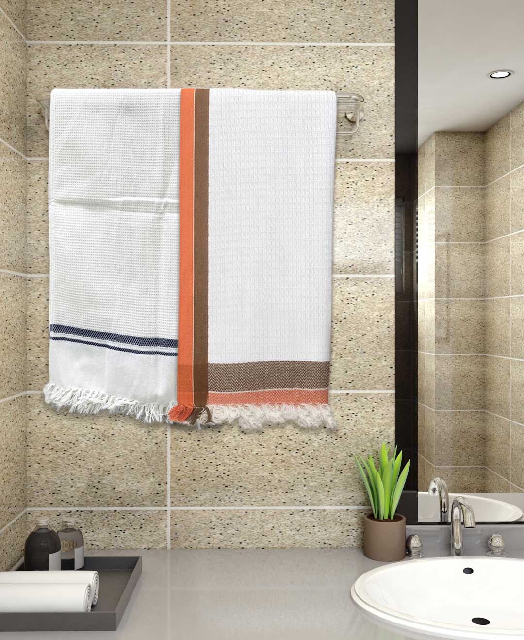 Premium Light Weight White Cotton Bath Towel (Pack of 2) by Athom Living - Athom Living