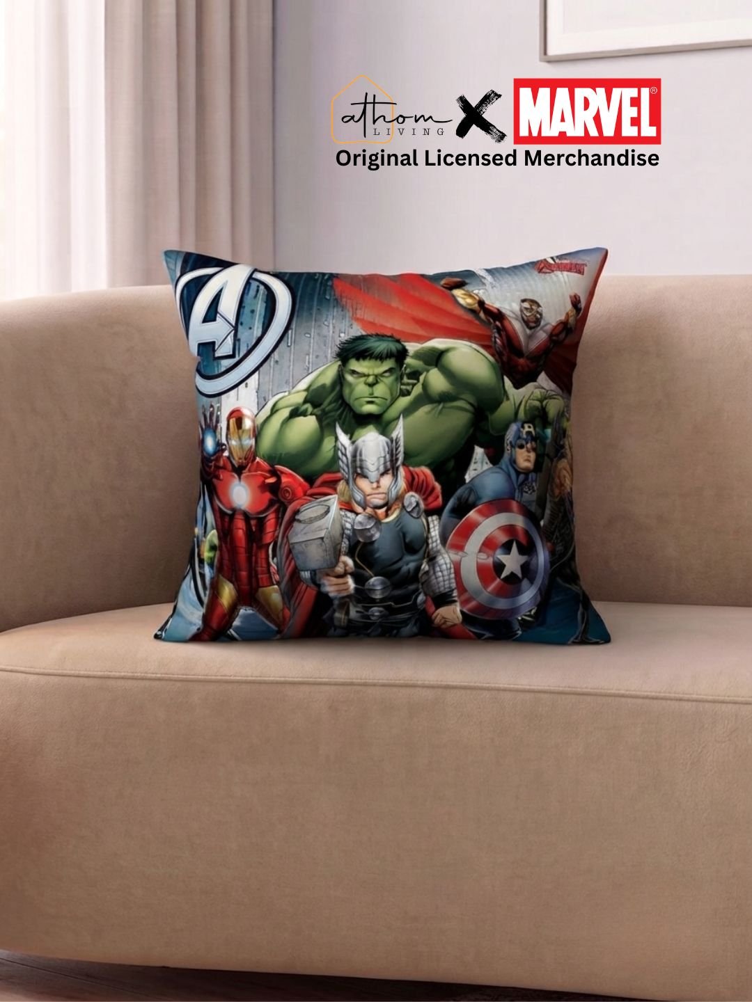 Premium Marvel Avengers Printed Cushion Cover by Athom Living - Athom Living