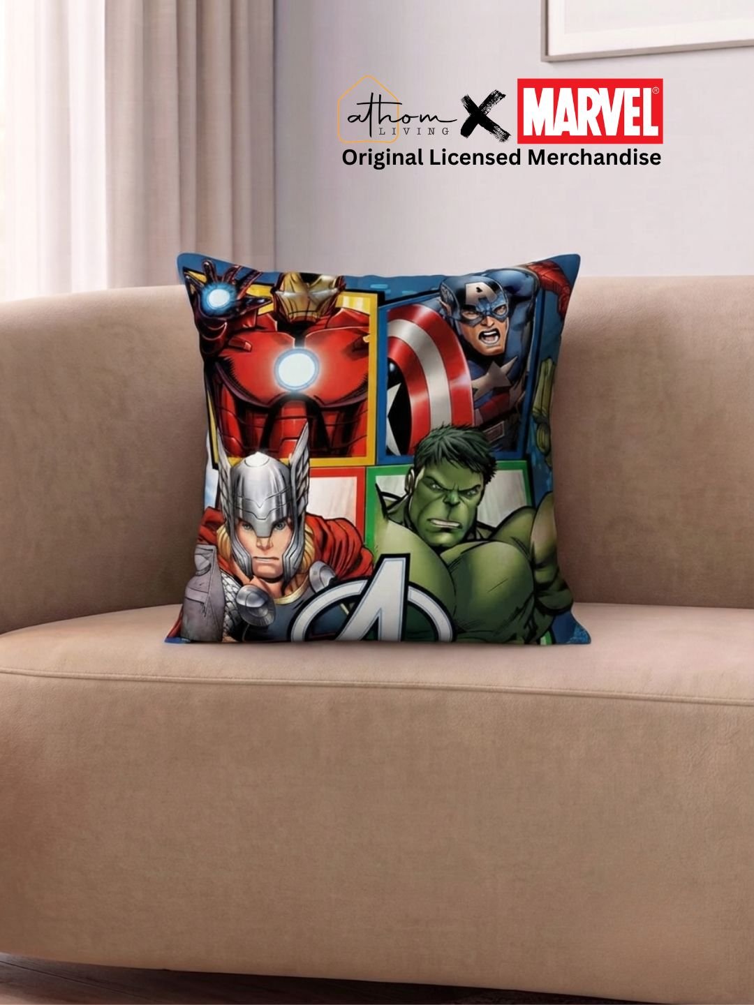 Premium Marvel Avengers Printed Cushion Cover by Athom Living - Athom Living