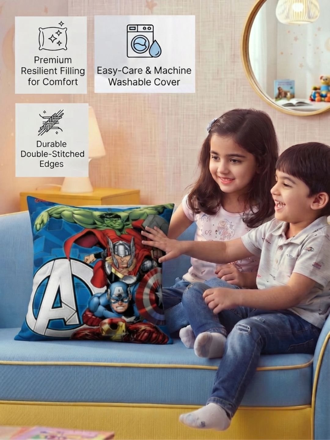 Premium Marvel Avengers Printed Filled Cushion by Athom Living - Athom Living