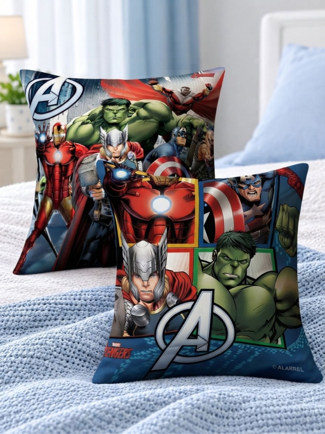 Premium Marvel Avengers Printed Set of 2 Cushion Covers by Athom Living - Athom Living
