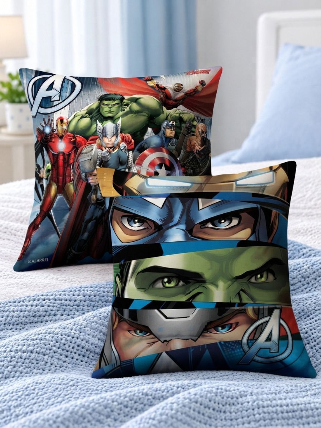Premium Marvel Avengers Printed Set of 2 Cushion Covers by Athom Living - Athom Living