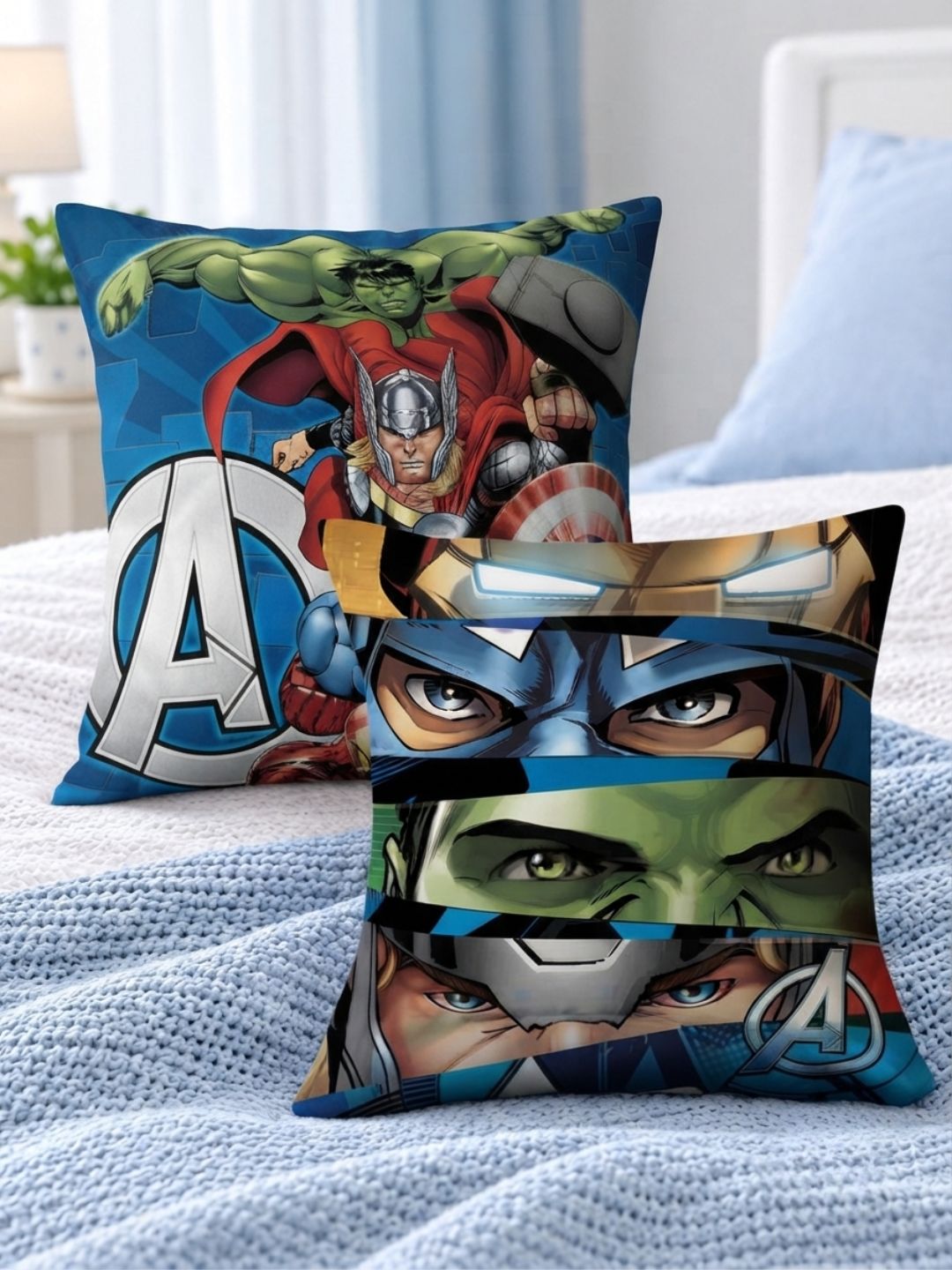 Premium Marvel Avengers Printed Set of 2 Filled Cushion by Athom Living - Athom Living