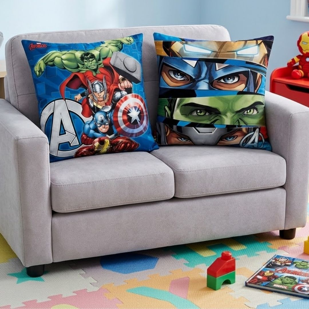 Premium Marvel Avengers Printed Set of 2 Filled Cushion by Athom Living - Athom Living