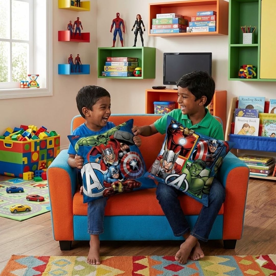 Premium Marvel Avengers Printed Set of 2 Filled Cushion by Athom Living - Athom Living
