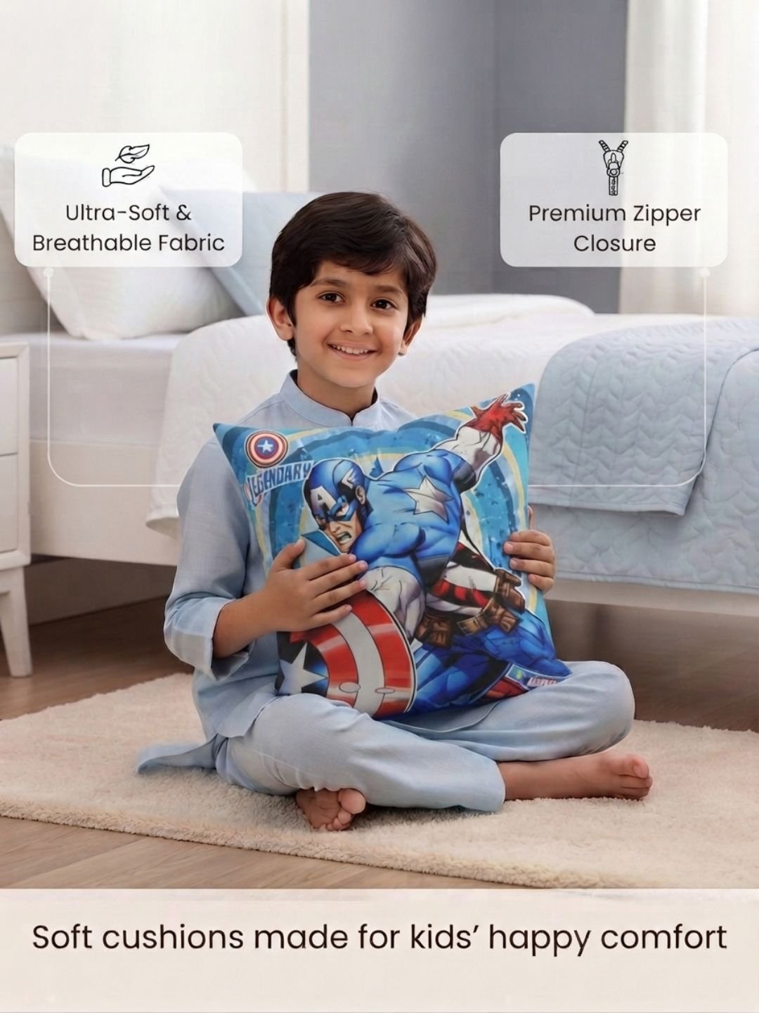 Premium Marvel Captain America Printed Cushion Cover by Athom Living - Athom Living