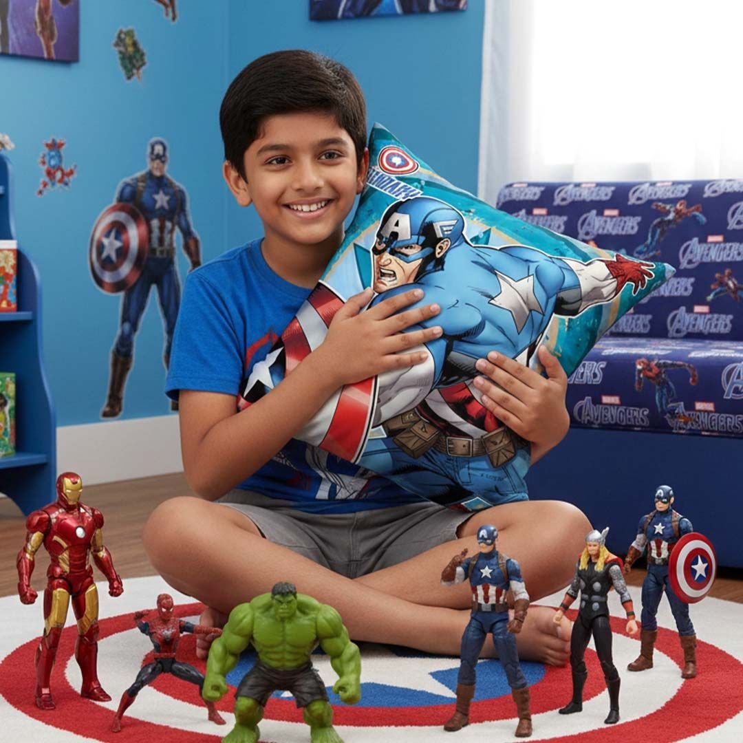 Premium Marvel Captain America Printed Cushion Cover by Athom Living - Athom Living