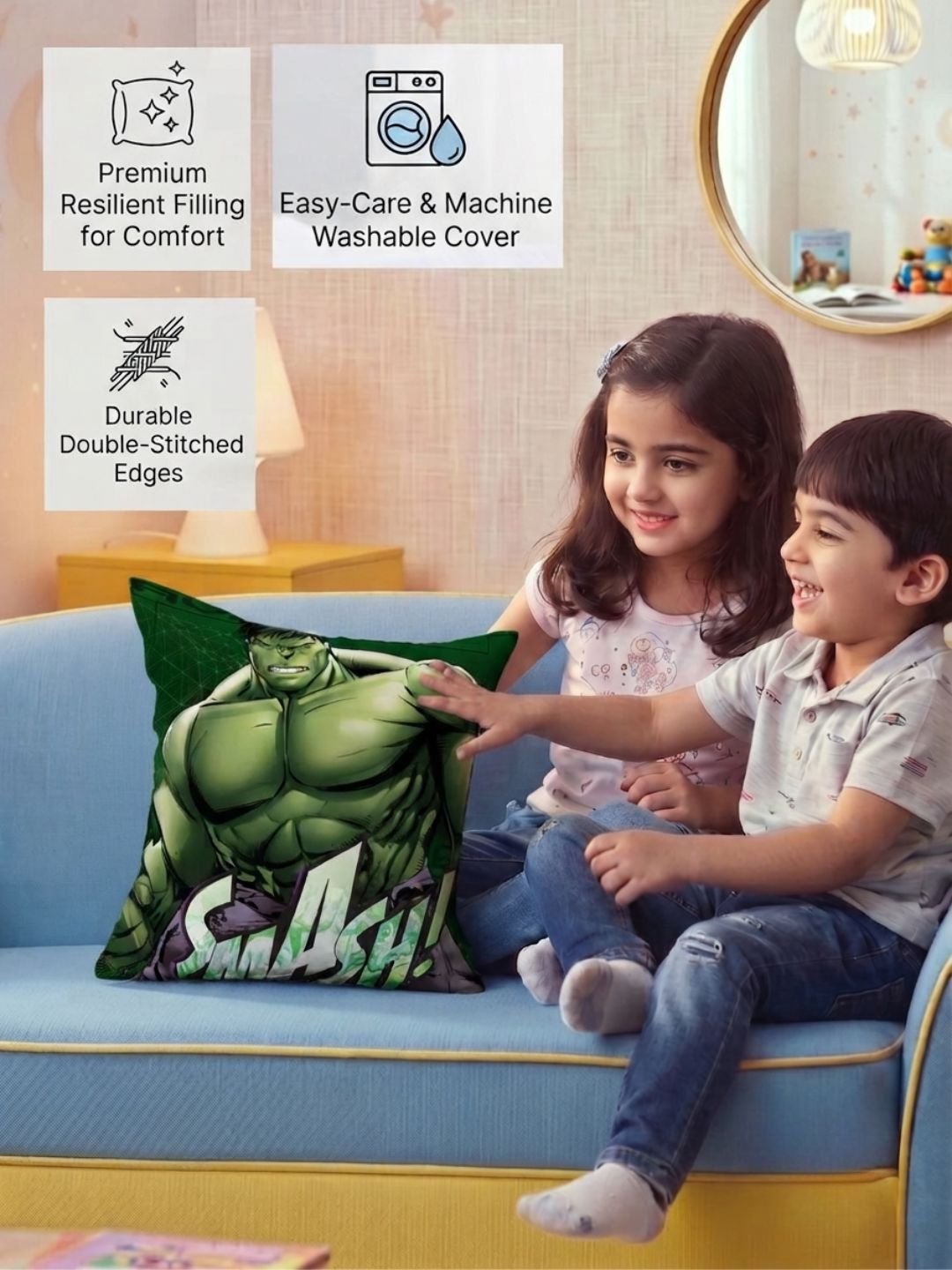 Premium Marvel Hulk Printed Cushion Cover by Athom Living - Athom Living