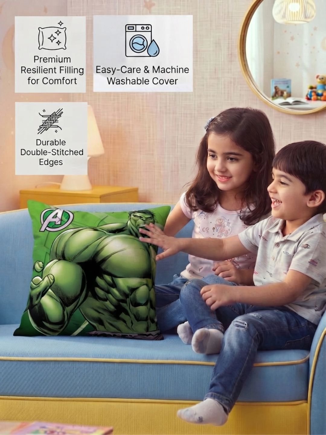Premium Marvel Hulk Printed Cushion Cover by Athom Living - Athom Living