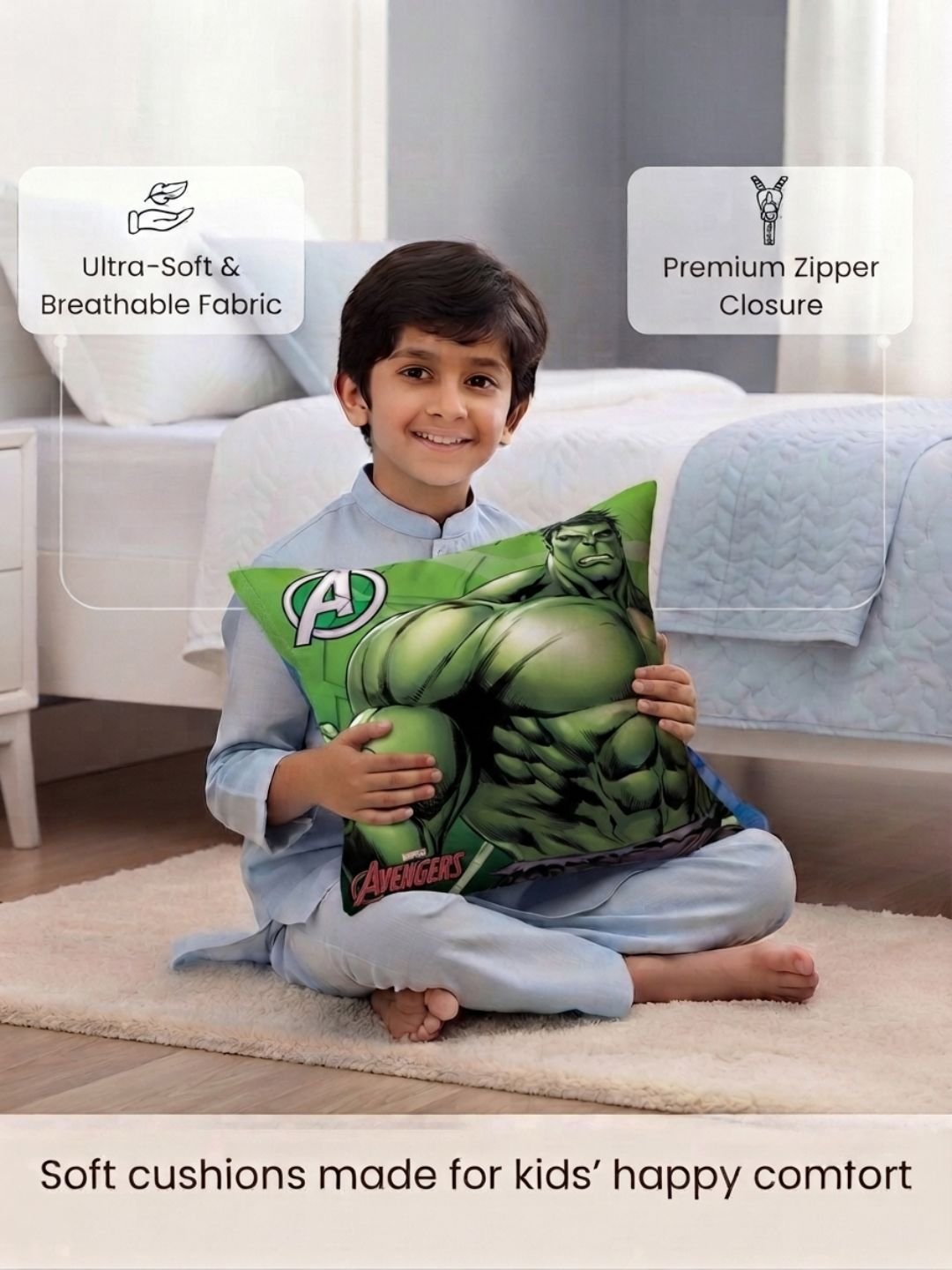Premium Marvel Hulk Printed Cushion Cover by Athom Living - Athom Living