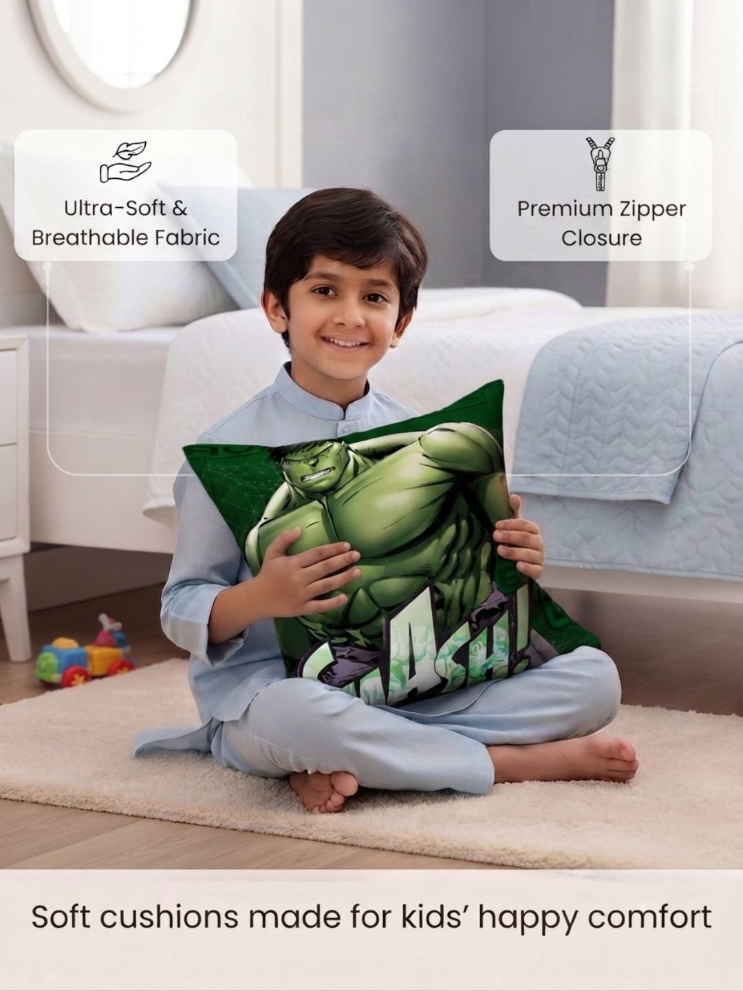 Premium Marvel Hulk Printed Filled Cushion by Athom Living - Athom Living