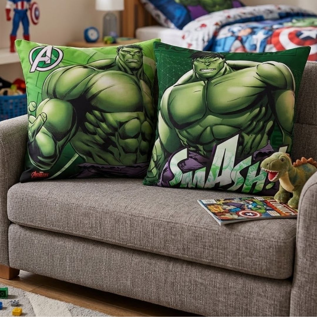 Premium Marvel Hulk Printed Set of 2 Cushion Covers by Athom Living - Athom Living