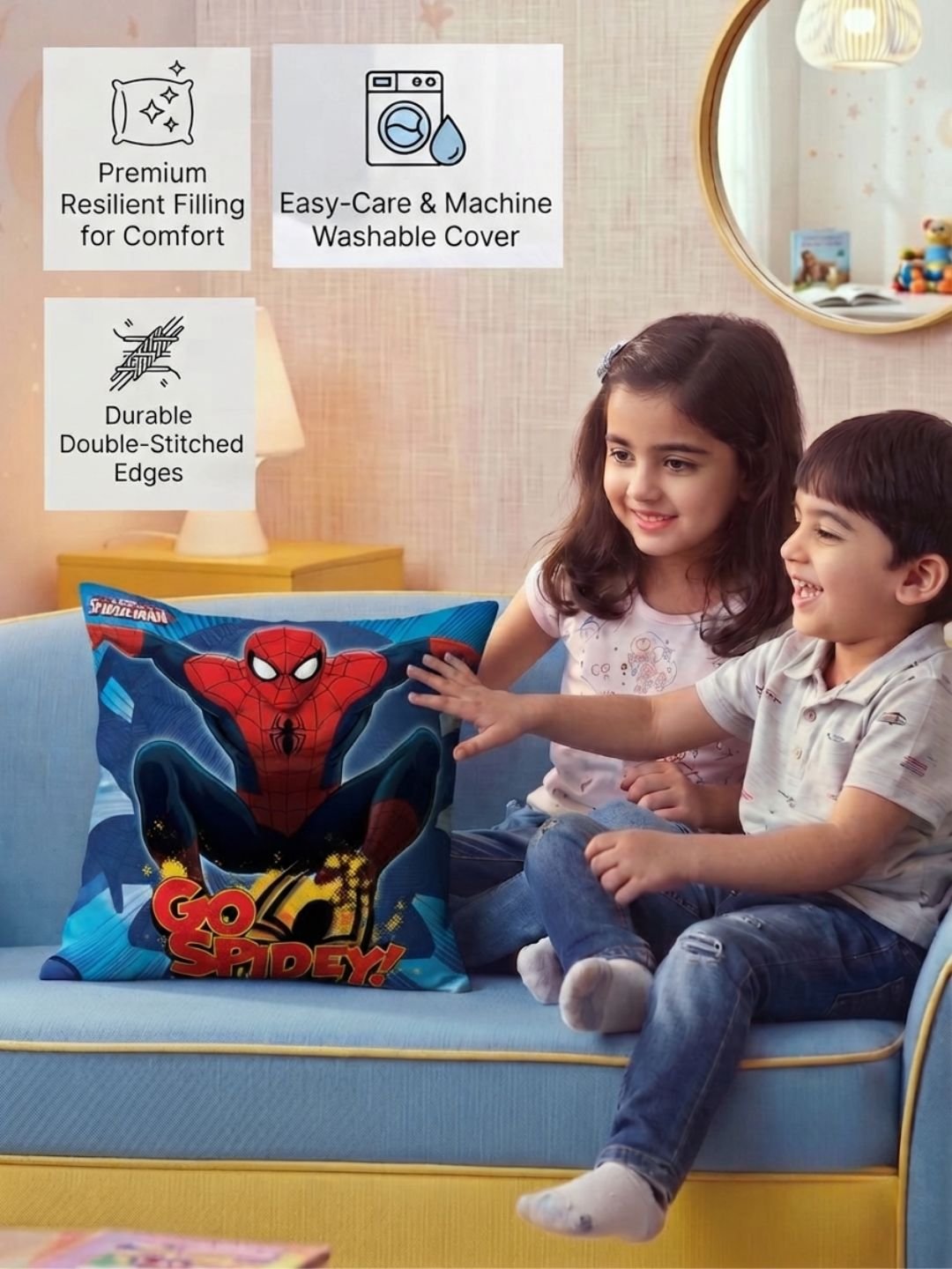 Premium Marvel Spiderman Printed Cushion Cover by Athom Living - Athom Living