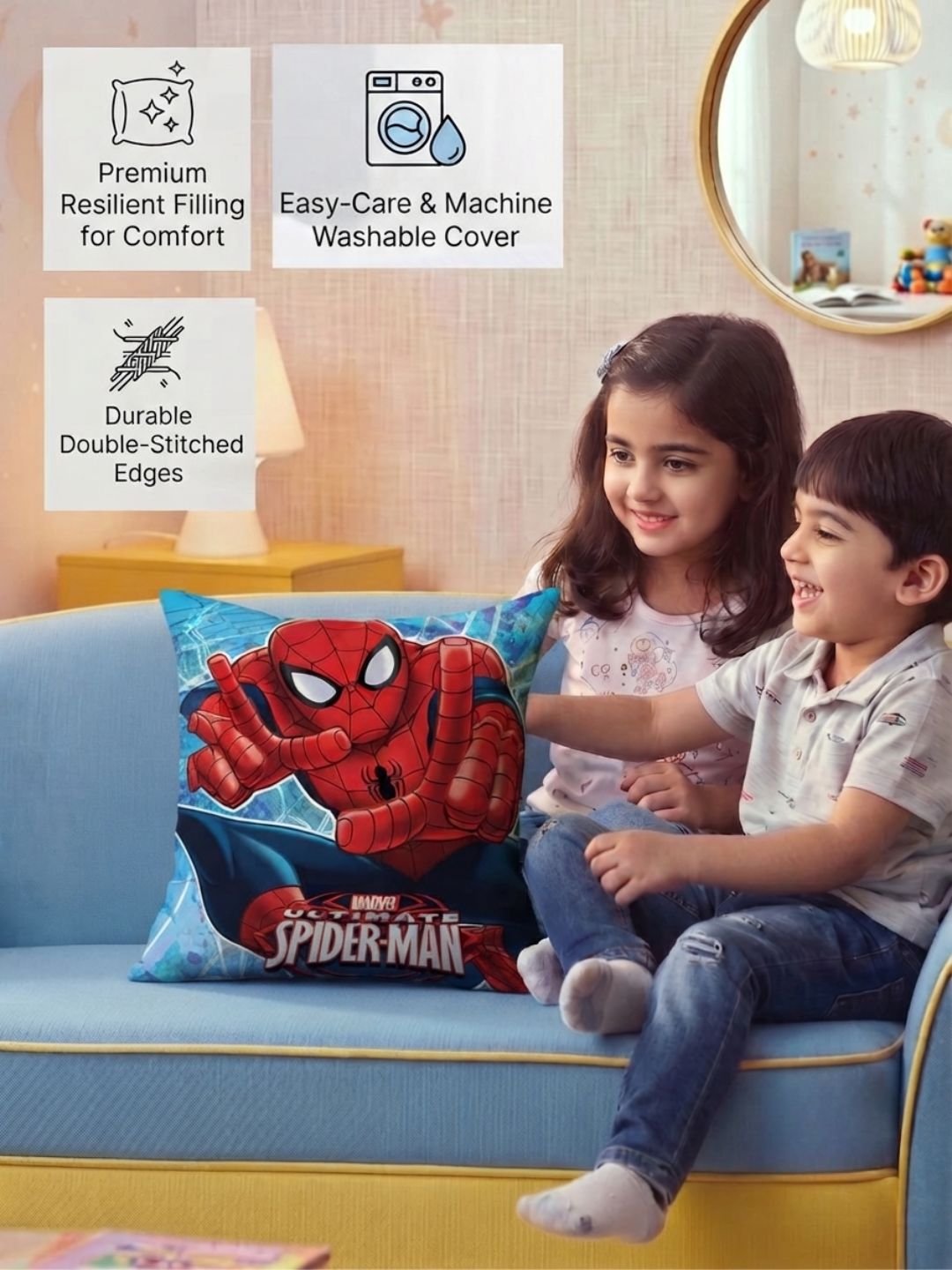 Premium Marvel Spiderman Printed Cushion Cover by Athom Living - Athom Living