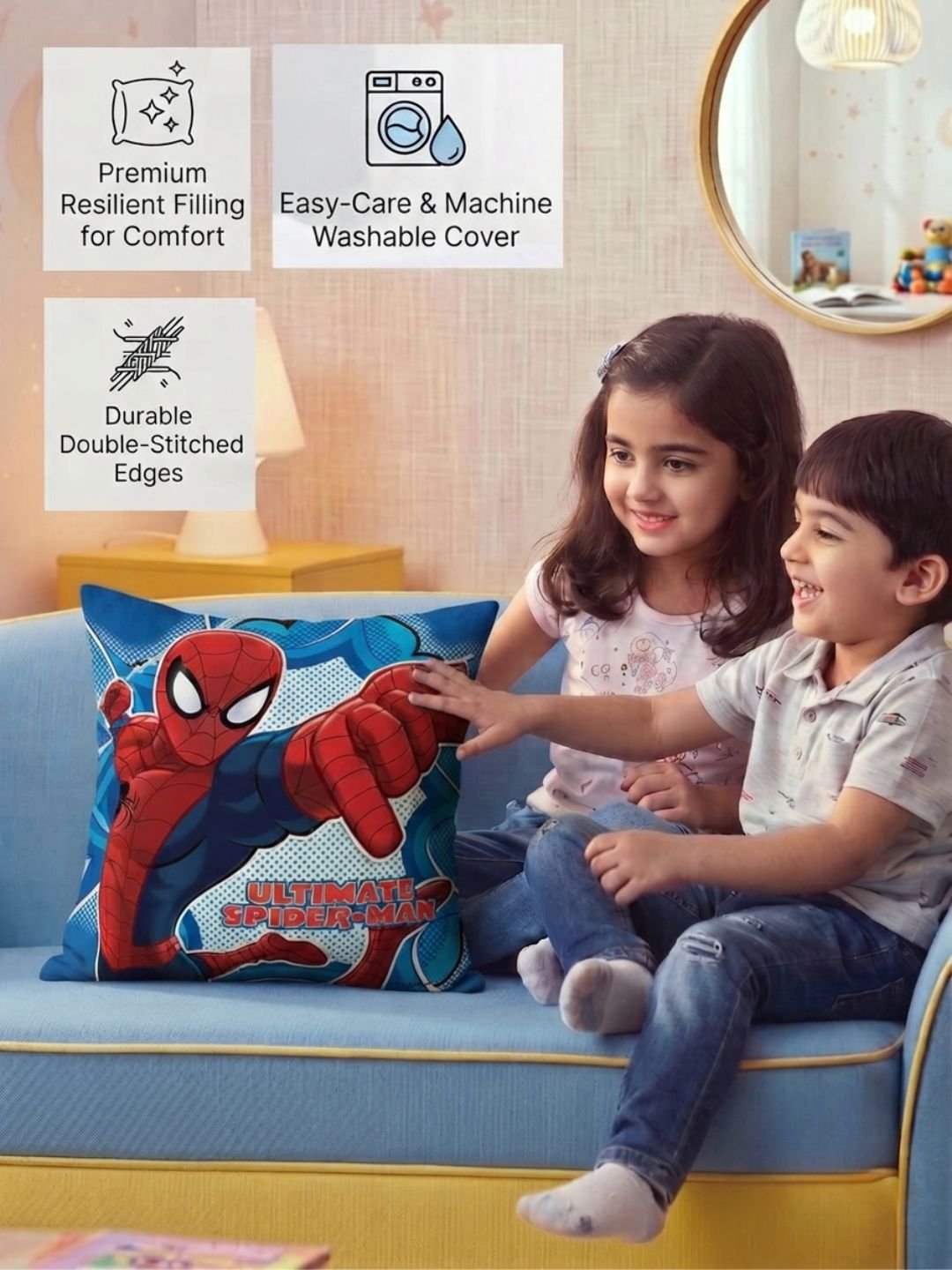 Premium Marvel Spiderman Printed Filled Cushion by Athom Living - Athom Living
