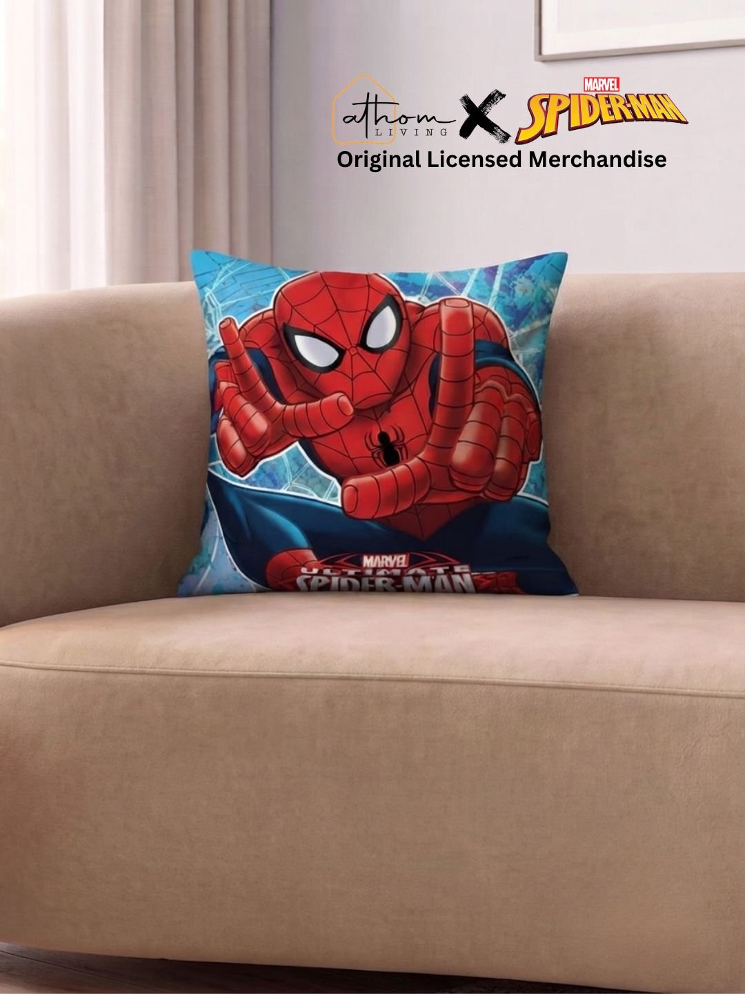 Premium Marvel Spiderman Printed Filled Cushion by Athom Living - Athom Living