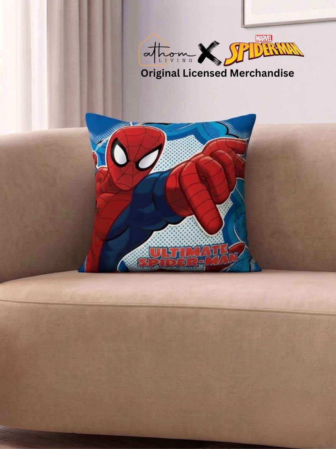 Premium Marvel Spiderman Printed Filled Cushion by Athom Living - Athom Living