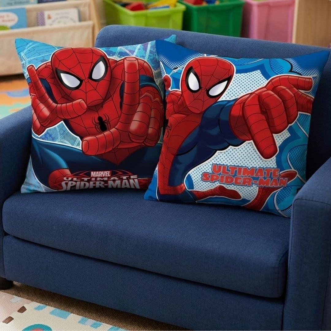 Premium Marvel Spiderman Printed Set of 2 Cushion Covers by Athom Living - Athom Living