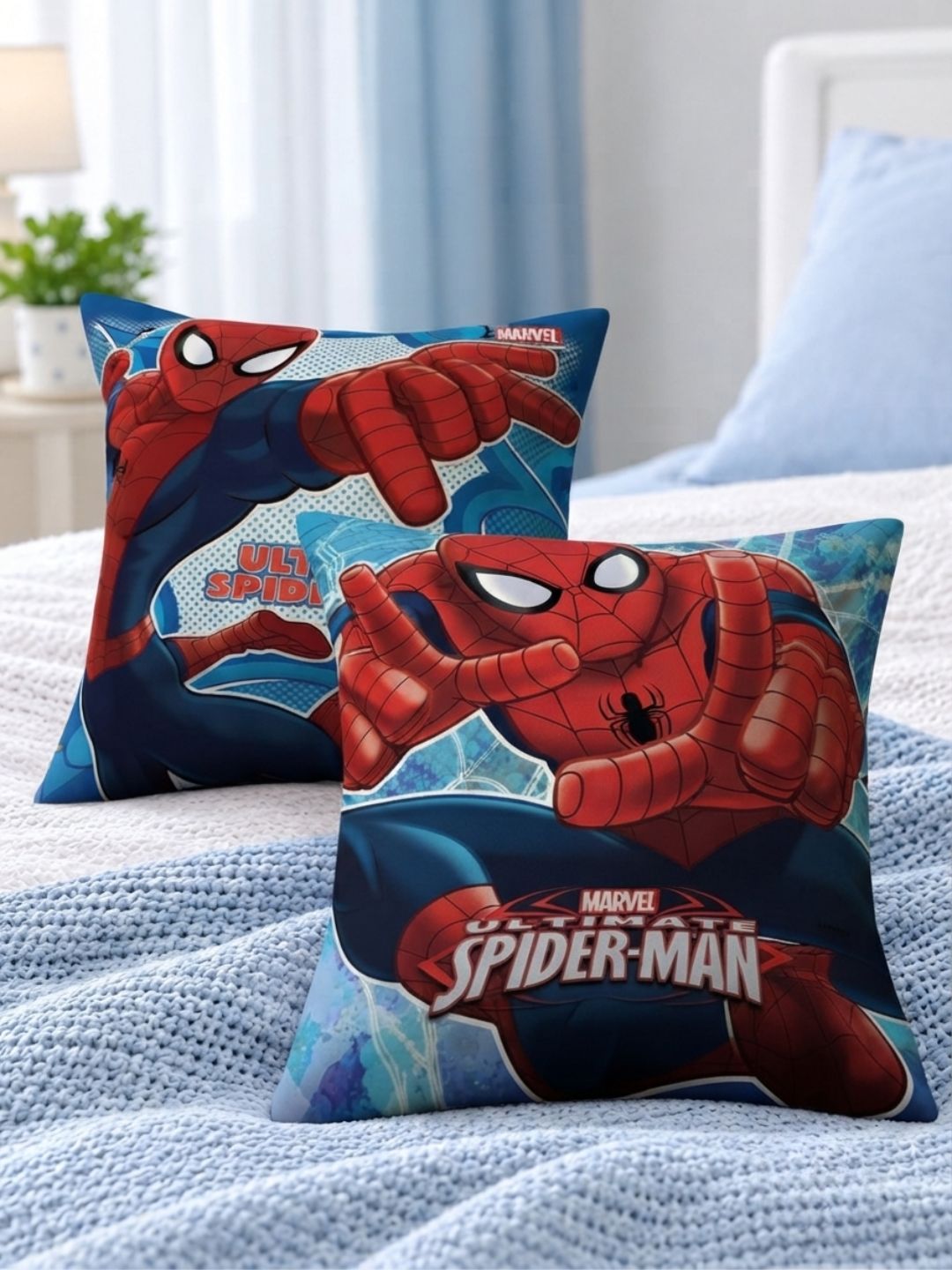 Premium Marvel Spiderman Printed Set of 2 Cushion Covers by Athom Living - Athom Living